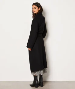 Etam Manteau long ceinturé avec laine NOIR Discount