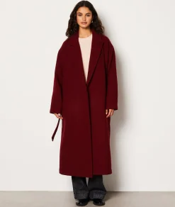 Etam Manteau long ceinturé avec laine BORDEAUXGRENAT Clearance