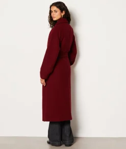 Etam Manteau long ceinturé avec laine BORDEAUXGRENAT Clearance