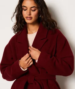 Etam Manteau long ceinturé avec laine BORDEAUXGRENAT Clearance
