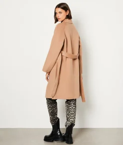 Etam Manteau long ceinturé avec laine DUNE Sale