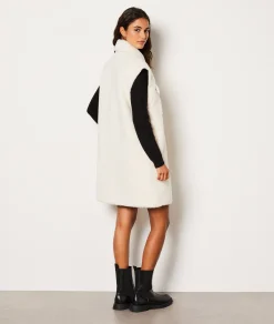 Etam Manteau sans manches en fausse fourrure ECRU Outlet