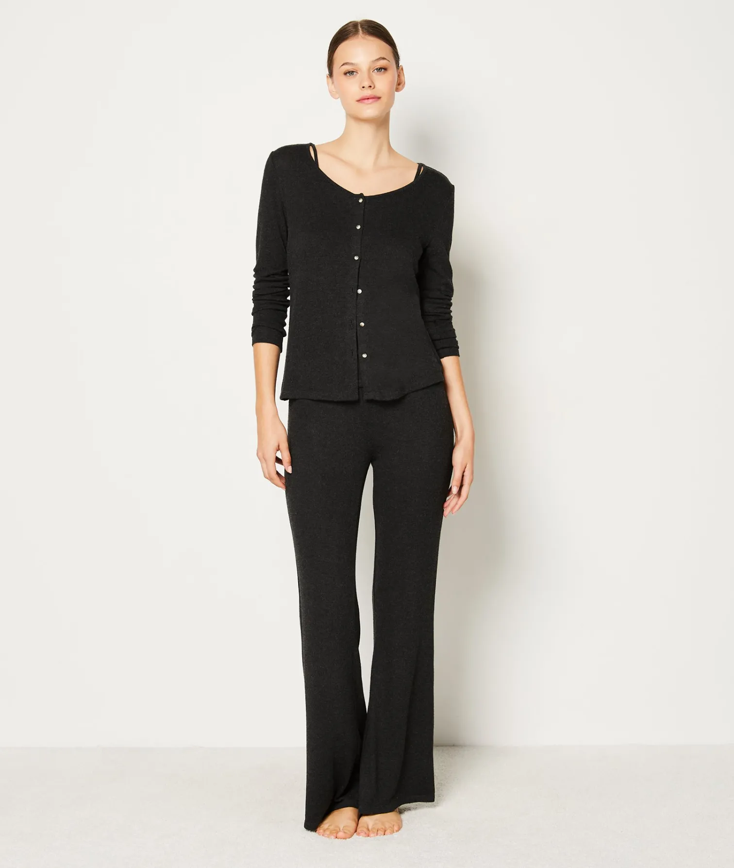 Etam Matching Cardigan and Pyjama Camisole ANTHRACITE Sale