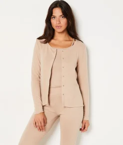 Etam Matching Cardigan and Pyjama Camisole BEIGE Outlet