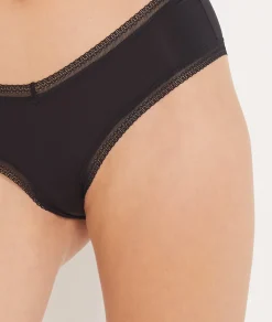 Etam Microfiber and Lace Boyshort BLACK Discount