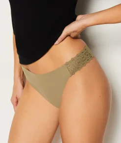 Etam Microfiber and Lace Brief KHAKI Best Sale