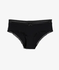 Etam Microfiber Boyshorts With Lace Details BLACK Outlet