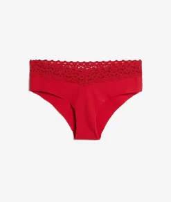 Etam Microfiber Hipsters With Lace Details RED Cheap