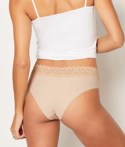 Etam Microfiber Hipsters With Lace Details LINEN Discount
