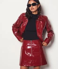 Etam Mirror Effect Short Skirt RED Outlet