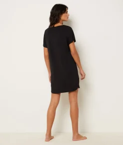 Etam Modal Lace Neckline Nightdress NOIR Hot