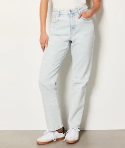 Etam Mom Jeans with Rhinestones SKYBLUE Store