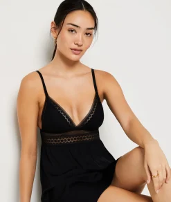 Etam Nightdress with Lace Details BLACK Cheap