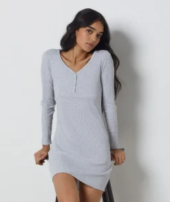 Etam Nightshirt in Richelieu ribbed knit LIGHTGREY Hot