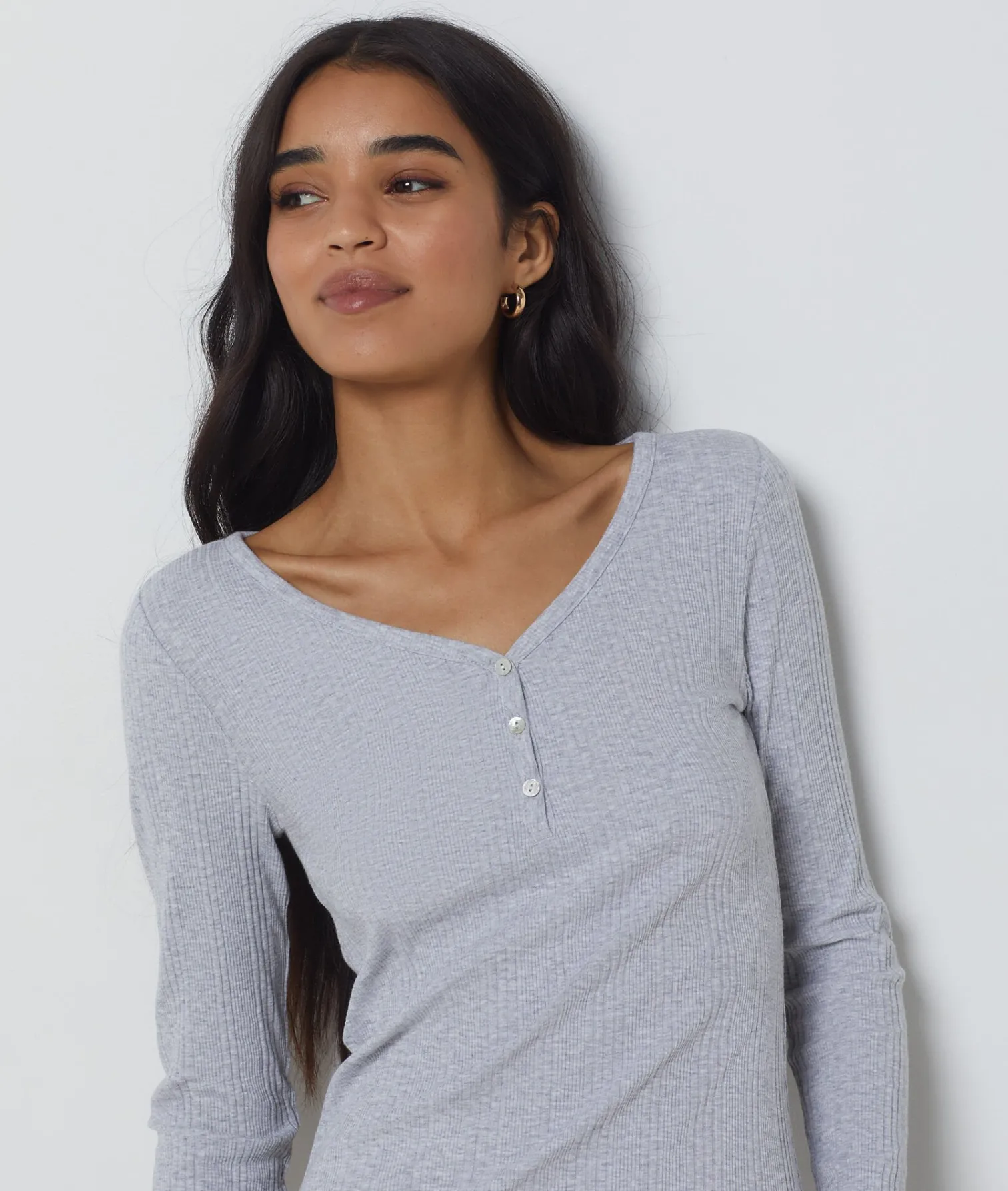 Etam Nightshirt in Richelieu ribbed knit LIGHTGREY Hot