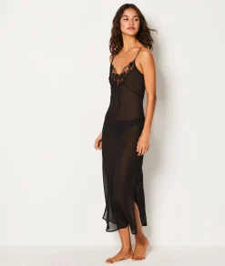 Etam Nuisette longue transparente décolleté dentelle NOIR Flash Sale