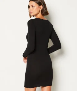 Etam Nuisette manches longues avec cachemire en maille thermique NOIR Flash Sale
