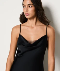 Etam Nuisette satinée décolleté et dos bijoux NOIR Best