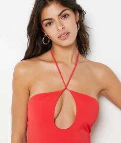Etam One-Piece Backless Swimsuit RED Best