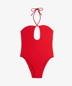 Etam One-Piece Backless Swimsuit RED Best