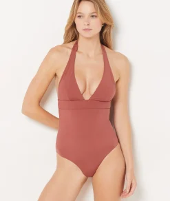 Etam One-Piece Shaping Swimsuit Brown Outlet