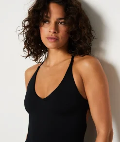 Etam One-Piece Swimsuit with Crossed Back BLACK Cheap