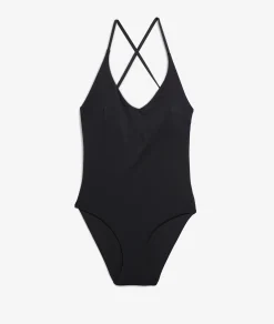 Etam One-Piece Swimsuit with Crossed Back BLACK Cheap