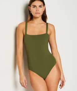Etam One-Piece Swimsuit with Square Neckline KAKI Cheap