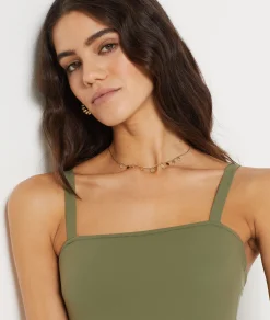 Etam One-Piece Swimsuit with Square Neckline KAKI Cheap