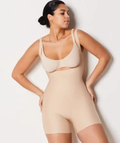 Etam Open-Bust Mid-Thigh Bodysuit - Firm Control NUDE Cheap