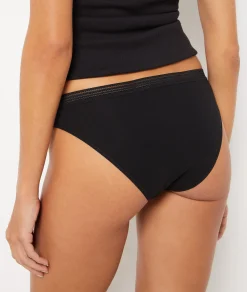 Etam 3-Pack of Cotton and Lace Briefs BLACK Shop