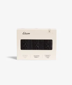Etam 3-Pack of Cotton and Lace Briefs BLACK Shop