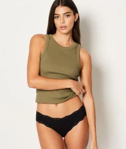 Etam 3-Pack of Cotton and Lace Briefs BLACK Outlet