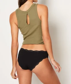 Etam 3-Pack of Cotton and Lace Briefs BLACK Outlet
