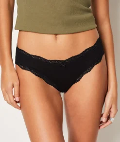 Etam 3-Pack of Cotton and Lace Briefs BLACK Outlet