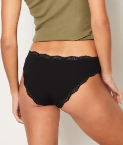 Etam 3-Pack of Cotton and Lace Briefs BLACK Outlet