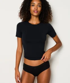 Etam 3-Pack of Organic Cotton & Lace Shorties NOIR Fashion