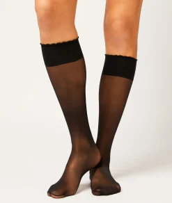 Etam 2-Pair Pack of 15D Powder-Effect Pop Socks BLACK Discount