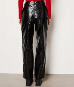 Etam Pantalon coupe droite en simili cuir NOIR Flash Sale