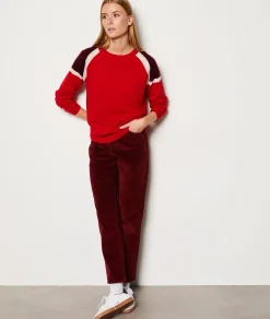 Etam Pantalon côtelé en coton coupe droite BORDEAUXGRENAT Hot
