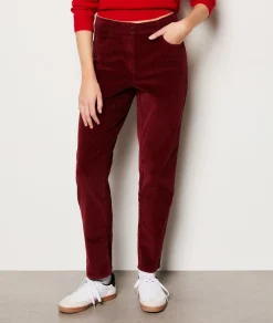 Etam Pantalon côtelé en coton coupe droite BORDEAUXGRENAT Hot