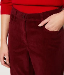 Etam Pantalon côtelé en coton coupe droite BORDEAUXGRENAT Hot