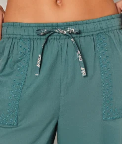 Etam Pantalon de pyjama avec broderies 7/8ème VERT Flash Sale