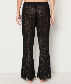 Etam Pantalon de pyjama en broderie transparent NOIR Cheap