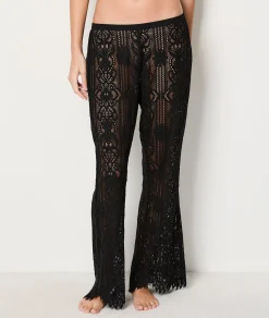 Etam Pantalon de pyjama en broderie transparent NOIR Cheap