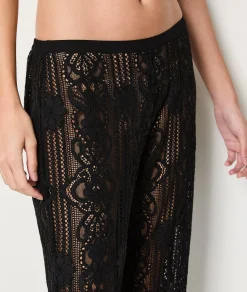 Etam Pantalon de pyjama en broderie transparent NOIR Cheap
