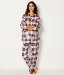 Etam Pantalon de pyjama en coton à carreaux ECRU Sale