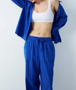 Etam Pantalon de pyjama en coton à rayures BLEUROYAL New