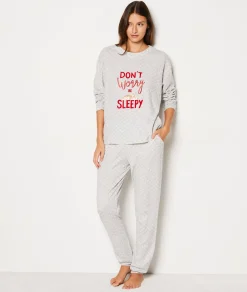 Etam Pantalon de pyjama en coton imprimé GRIS Best