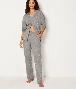 Etam Pantalon de pyjama en coton à cœurs ANTHRACITE Best Sale